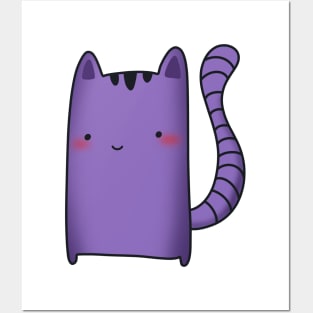 Purple smiley cat Posters and Art